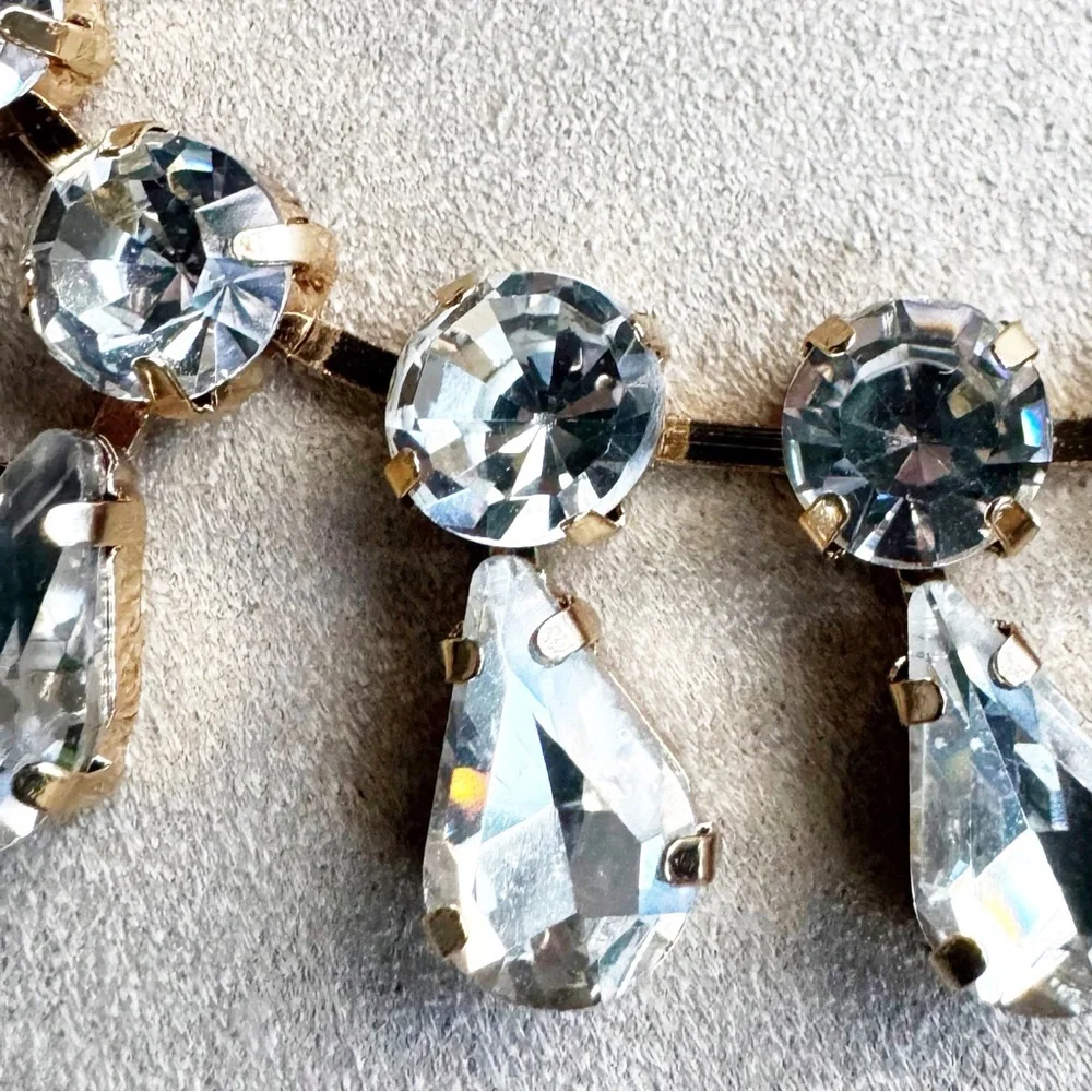Anthropologie Clear Rhinestone Teardrop Necklace - Picture 4 of 16